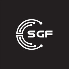 SGF letter technology logo design on black background. SGF creative initials letter IT logo concept. SGF setting shape design.
