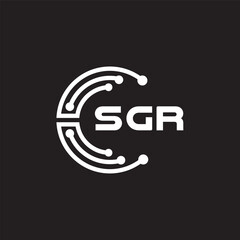 SGR letter technology logo design on black background. SGR creative initials letter IT logo concept. SGR setting shape design.
