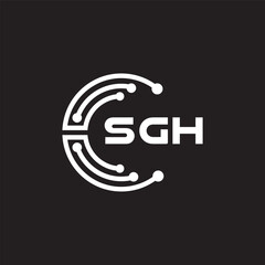 SGH letter technology logo design on black background. SGH creative initials letter IT logo concept. SGH setting shape design.
