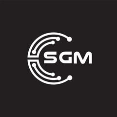SGM letter technology logo design on black background. SGM creative initials letter IT logo concept. SGM setting shape design.
