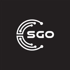 SGO letter technology logo design on black background. SGO creative initials letter IT logo concept. SGO setting shape design.
