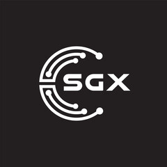 SGX letter technology logo design on black background. SGX creative initials letter IT logo concept. SGX setting shape design.
