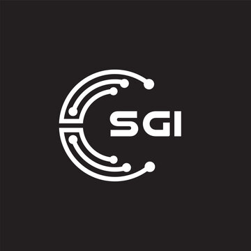 SGI letter technology logo design on black background. SGI creative initials letter IT logo concept. SGI setting shape design.
