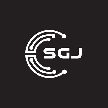 SGJ letter technology logo design on black background. SGJ creative initials letter IT logo concept. SGJ setting shape design.

