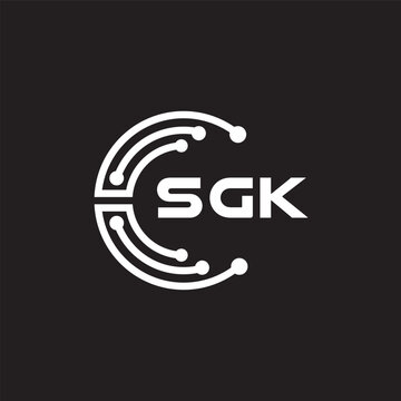 SGK letter technology logo design on black background. SGK creative initials letter IT logo concept. SGK setting shape design.
