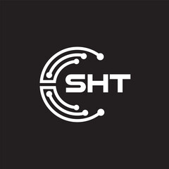 SHT letter technology logo design on black background. SHT creative initials letter IT logo concept. SHT setting shape design.
