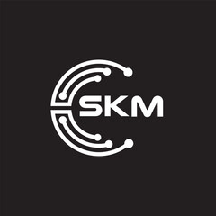 SKM letter technology logo design on black background. SKM creative initials letter IT logo concept. SKM setting shape design.

