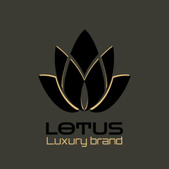 Lotus flower logo water lily symbol of harmony, balance. Luxury elegant style with golden effect. Vector design template