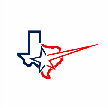 Star logo design with Texas map. Can be used for travel agency logos.