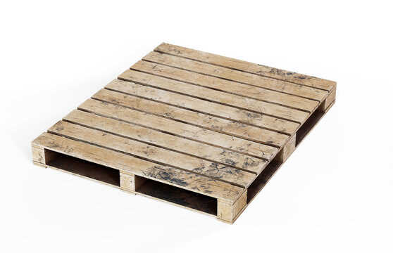 3d render of wooden pallets over a white background
