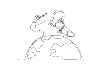 Single one line drawing World tourism day concept. Continuous line draw design graphic vector illustration.