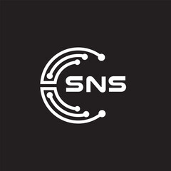 SNS letter technology logo design on black background. SNS creative initials letter IT logo concept. SNS setting shape design.
