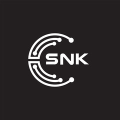 SNK letter technology logo design on black background. SNK creative initials letter IT logo concept. SNK setting shape design.
