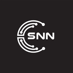 SNN letter technology logo design on black background. SNN creative initials letter IT logo concept. SNN setting shape design.

