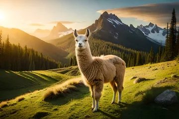 Foto auf Alu-Dibond llama in the mountains © Ahmad