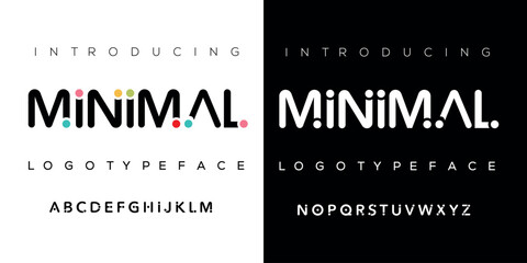 Abstract minimal modern alphabet fonts. Typography technology vector illustration.  Minimal modern alphabet fonts. Typography minimalist urban digital fashion future creative logo font © Money