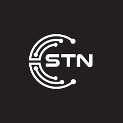 STN letter technology logo design on black background. STN creative initials letter IT logo concept. STN setting shape design.
