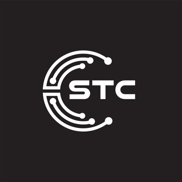 STC letter technology logo design on black background. STC creative initials letter IT logo concept. STC setting shape design.
