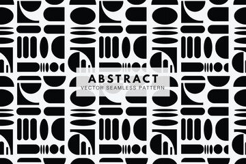 Plakat Geometric abstract bauhaus style design seamless repeat vector pattern