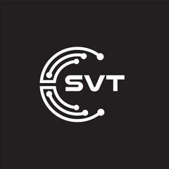 SVT letter technology logo design on black background. SVT creative initials letter IT logo concept. SVT setting shape design.

