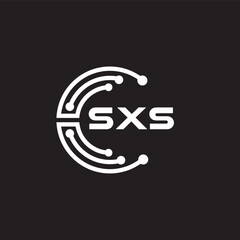 SXS letter technology logo design on black background. SXS creative initials letter IT logo concept. SXS setting shape design.
