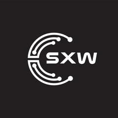 SXW letter technology logo design on black background. SXW creative initials letter IT logo concept. SXW setting shape design.
