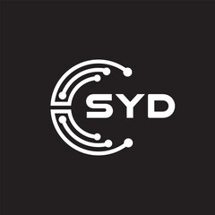SYD letter technology logo design on black background. SYD creative initials letter IT logo concept. SYD setting shape design.
