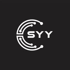 SYY letter technology logo design on black background. SYY creative initials letter IT logo concept. SYY setting shape design.
