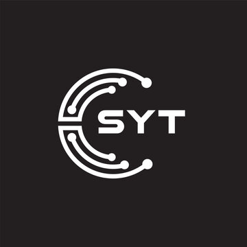 SYT letter technology logo design on black background. SYT creative initials letter IT logo concept. SYT setting shape design.
