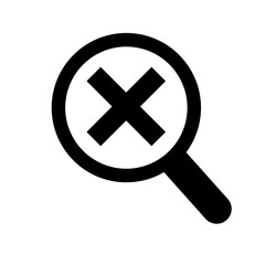 Fototapeta premium magnifier glass icon with x, loop icon with delete or close button