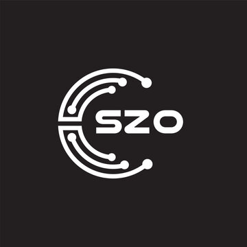 SZO letter technology logo design on black background. SZO creative initials letter IT logo concept. SZO setting shape design.
