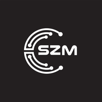SZM letter technology logo design on black background. SZM creative initials letter IT logo concept. SZM setting shape design.

