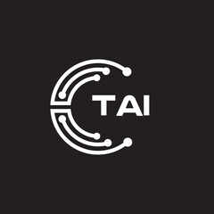 TAI letter technology logo design on black background. TAI creative initials letter IT logo concept. TAI setting shape design.
