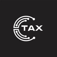 TAX letter technology logo design on black background. TAX creative initials letter IT logo concept. TAX setting shape design.
