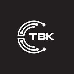 TBK letter technology logo design on black background. TBK creative initials letter IT logo concept. TBK setting shape design.
