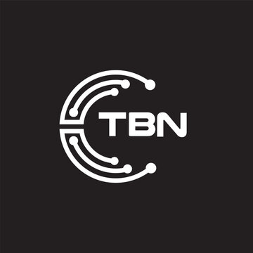 TBN letter technology logo design on black background. TBN creative initials letter IT logo concept. TBN setting shape design.
