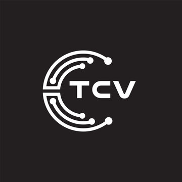 TCV letter technology logo design on black background. TCV creative initials letter IT logo concept. TCV setting shape design.

