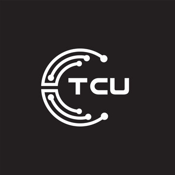 TCU letter technology logo design on black background. TCU creative initials letter IT logo concept. TCU setting shape design.
