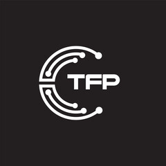 TFP letter technology logo design on black background. TFP creative initials letter IT logo concept. TFP setting shape design.

