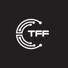 TFF letter technology logo design on black background. TFF creative initials letter IT logo concept. TFF setting shape design.
