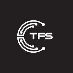 TFS letter technology logo design on black background. TFS creative initials letter IT logo concept. TFS setting shape design.
