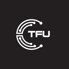 TFU letter technology logo design on black background. TFU creative initials letter IT logo concept. TFU setting shape design.
