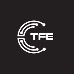 TFE letter technology logo design on black background. TFE creative initials letter IT logo concept. TFE setting shape design.
