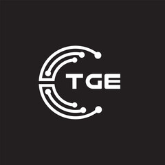 TGE letter technology logo design on black background. TGE creative initials letter IT logo concept. TGE setting shape design.
