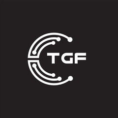 TGF letter technology logo design on black background. TGF creative initials letter IT logo concept. TGF setting shape design.

