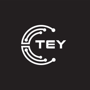 TEY letter technology logo design on black background. TEY creative initials letter IT logo concept. TEY setting shape design.
