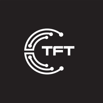 TFT letter technology logo design on black background. TFT creative initials letter IT logo concept. TFT setting shape design.
