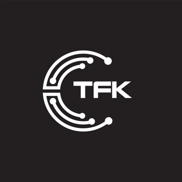 TFK letter technology logo design on black background. TFK creative initials letter IT logo concept. TFK setting shape design.
