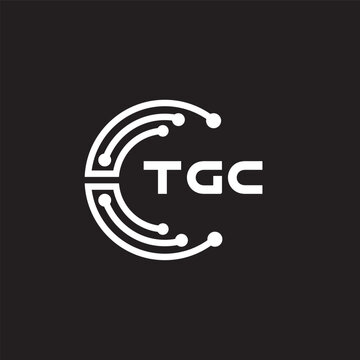 TGC letter technology logo design on black background. TGC creative initials letter IT logo concept. TGC setting shape design.
