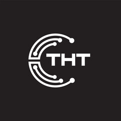 THT letter technology logo design on black background. THT creative initials letter IT logo concept. THT setting shape design.
